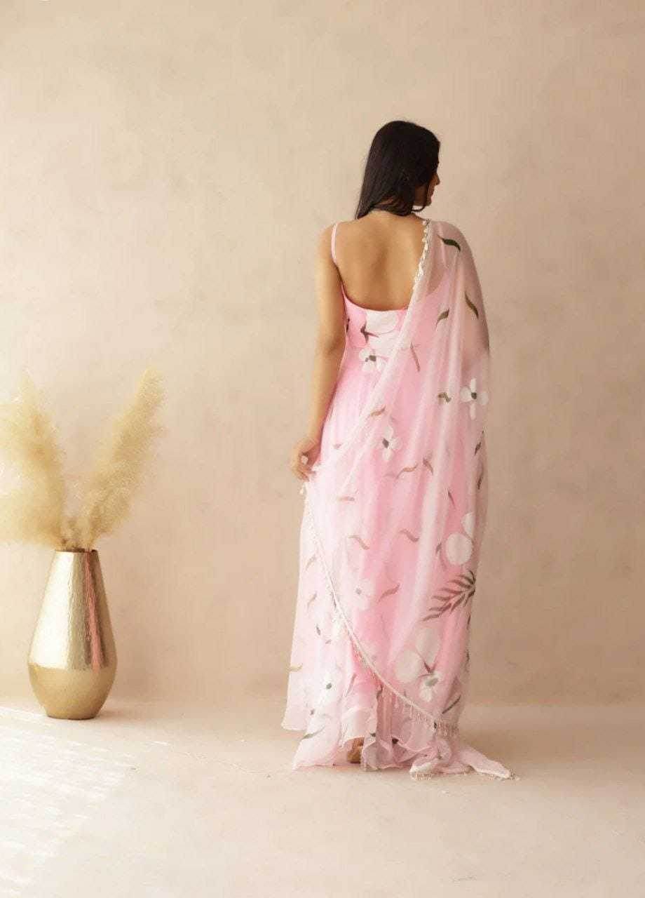 Georgette Printed Pink Gown - MYLUXURY LANE ENTERPRISE